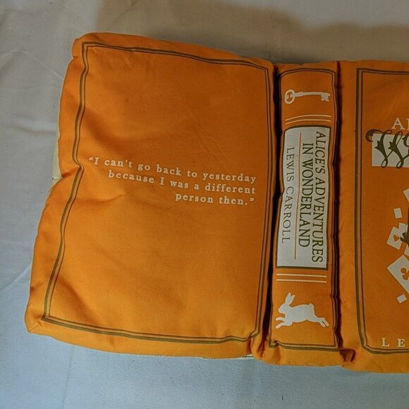 Think Geek Olde Book Pillow Alice’s Adventures in Wonderland Orange Plush - Picture 6 of 12